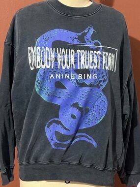 Anine Bing Black Sweatshirt with Blue Snake Graphic small vintage